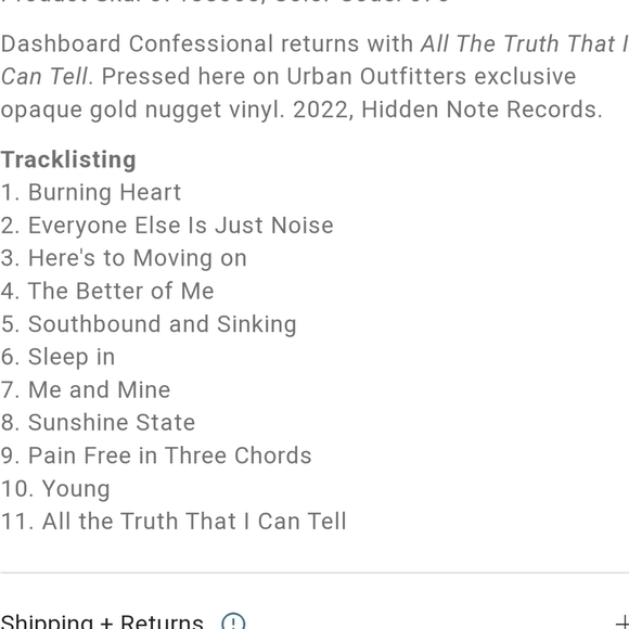 Urban Outfitter Dashboard Confessional All That I Can Tell Album on Vinyl NWT - Picture 2 of 2